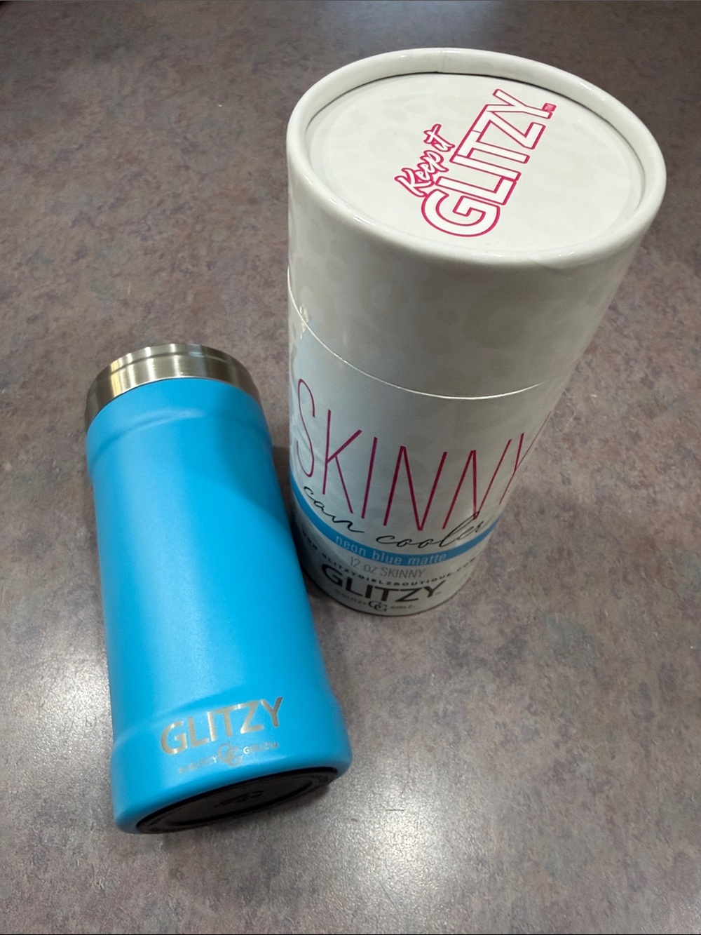 Glitz Skinny Can Cooler Tumbler in Bright Blue